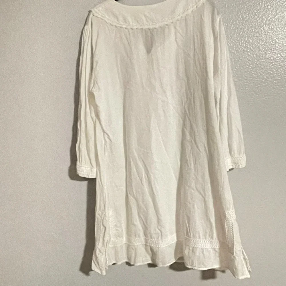 La Cotonniere Women's White Embroidered Long Sleeve Dress 3XL - Picture 4 of 13